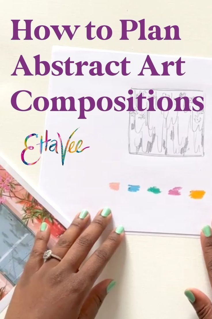 two hands with green nail polish on their nails and the words how to plan abstract art composition