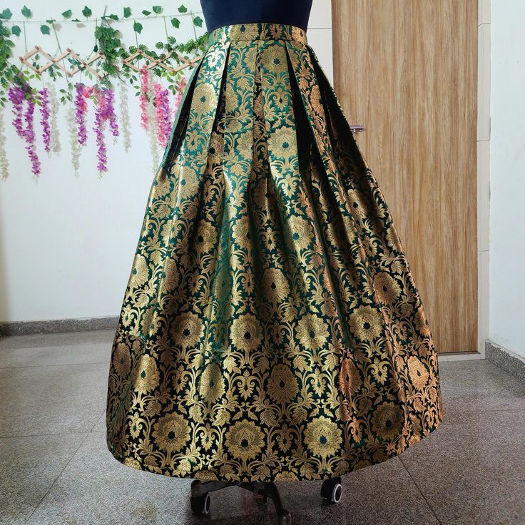 Green embroidered lehenga skirt for women. This does not include a top or dupatta. Plus size available at a small up-charge. Size: This is custom made outfit as per your size. Post your order we will send you a measurements reference sheet using which you can provide details required to make your outfit with best fit. Ghera 3.5 to 4 Meters. Fabric and work: Banarasi Silk  Delivery time: This item will take 2-3 weeks to produce after we have received your sizing details. Don't worry it can be mad Festive Resham Embroidery Skirt, Designer Traditional Drape Skirt With Resham Embroidery, Traditional Drape Skirt With Resham Embroidery For Reception, Reception Skirt With Resham Embroidery In Traditional Drape, Reception Skirt With Resham Embroidery And Traditional Drape, Elegant Designer Skirt With Resham Embroidery, Wedding Skirt With Resham Embroidery, Semi-stitched Skirt With Resham Embroidery For Wedding, Semi-stitched Skirt With Resham Embroidery For Reception