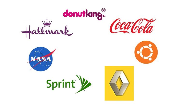 several different logos are shown together on a white background, including coca - cola, sprint, dunkin's, and hallmark