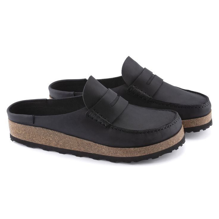 Classic Leather Slip-on Clogs, Classic Mules With Rubber Sole And Plain Toe, Classic Mules With Plain Toe And Rubber Sole, Classic Workwear Mules With Stitched Sole, Classic Slip-on Clogs With Cushioned Footbed, Classic Slip-on Mules, Classic Slip-on Mules With Stitched Sole, Classic Mules With Stitched Sole And Plain Toe, Classic Slip-on Clogs With Removable Insole