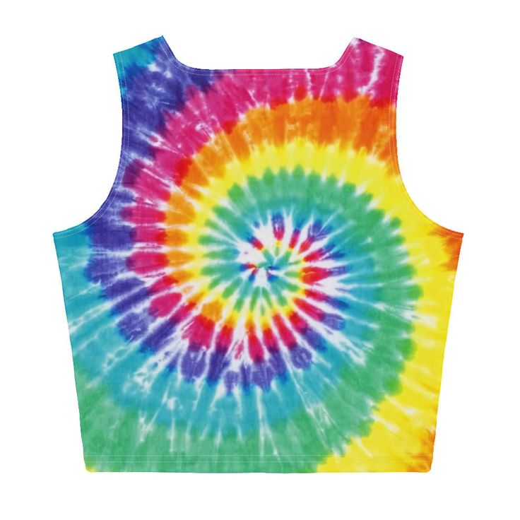 Show off your hippie vibes with this trendy rainbow tie dye crop top. The perfect top for fun music festivals, summer vacations and day trips. GENERAL DESCRIPTION:Soft and stretchy cropped tank top with a comfortable body hugging fit. If you require a tighter fit we recommend sizing down but please check the measurements in the size guide before making your purchase.STYLE GUIDE• Sleeveless crop top• Form fitting but not tight• Soft and stretchy material• Inside whiteMATERIAL• 82% polyester/18% s Multicolor Crop Top For Vacation, Multicolor Cropped Top For Vacation, Trendy Multicolor Crop Top For Festival, Hippie Sleeveless Crop Top For Music Festival, Sleeveless Rave Crop Top For Festival, Summer Festival Tie-dye Crop Top, Hippie Multicolor Tank Top For Festival, Rainbow Sleeveless Top For Summer, Summer Rave Crop Top For Music Festival