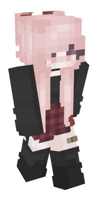 an image of a cartoon character in minecraft with pink hair and plaid shirt on