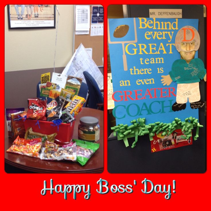 two pictures with the words happy boss's day and an image of a man holding a sign