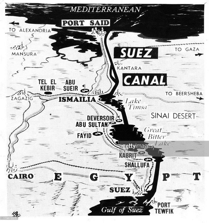 an old map showing the location of cuez canal and its surrounding areas in black and white