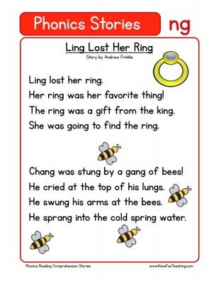 the phonics story is written in two different languages, including one with a ring and