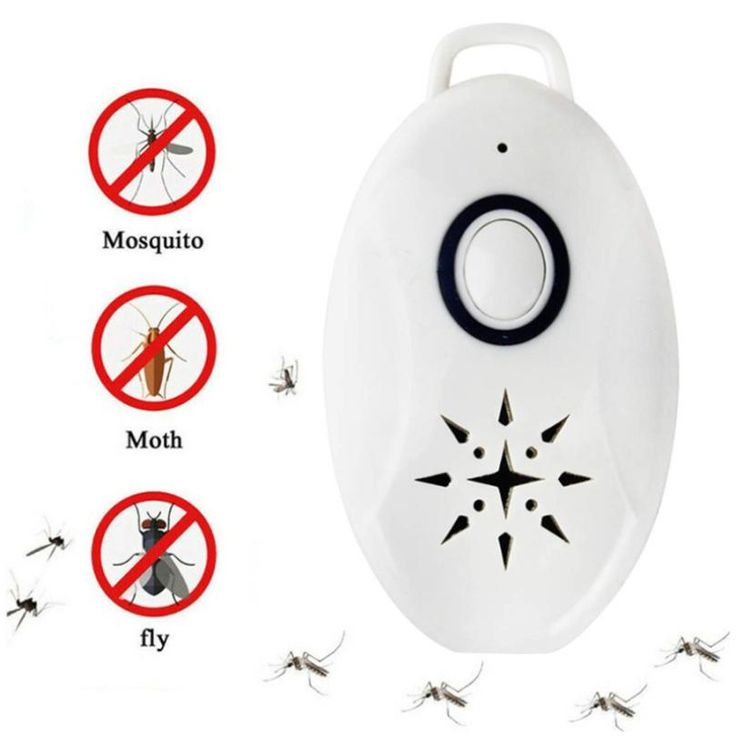 mosquito pest catcher with four warning signs around it