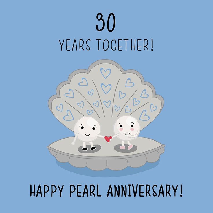 an anniversary card with two hearts on it and the words, 30 years together happy pearl anniversary