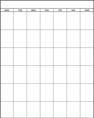 a blank calendar is shown with blue lines