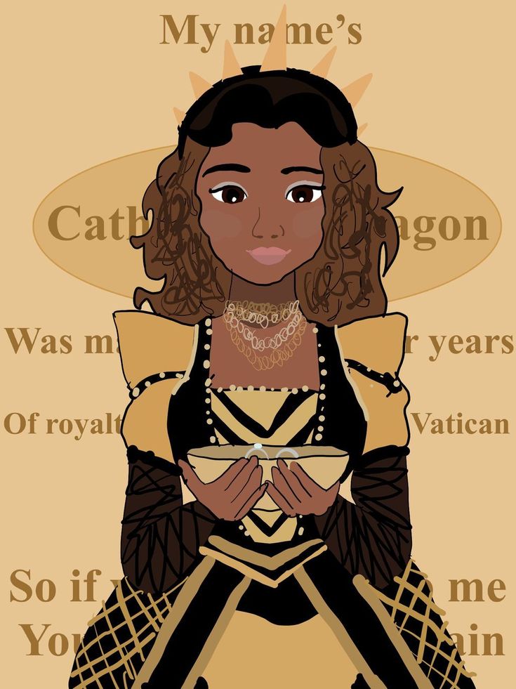 Musical Theatre Fanart, Catherine Of Aragon Six The Musical, Catherine Aragon, Six The Musical Fanart, Traced Art, Her Wedding Rings, Tudor Queen, Musical London, Musical Wallpaper