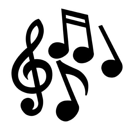 a musical note with a treble on it's left side, in black and white