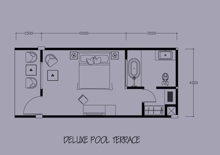 the floor plan for a small cabin with one bedroom and an attached living room area