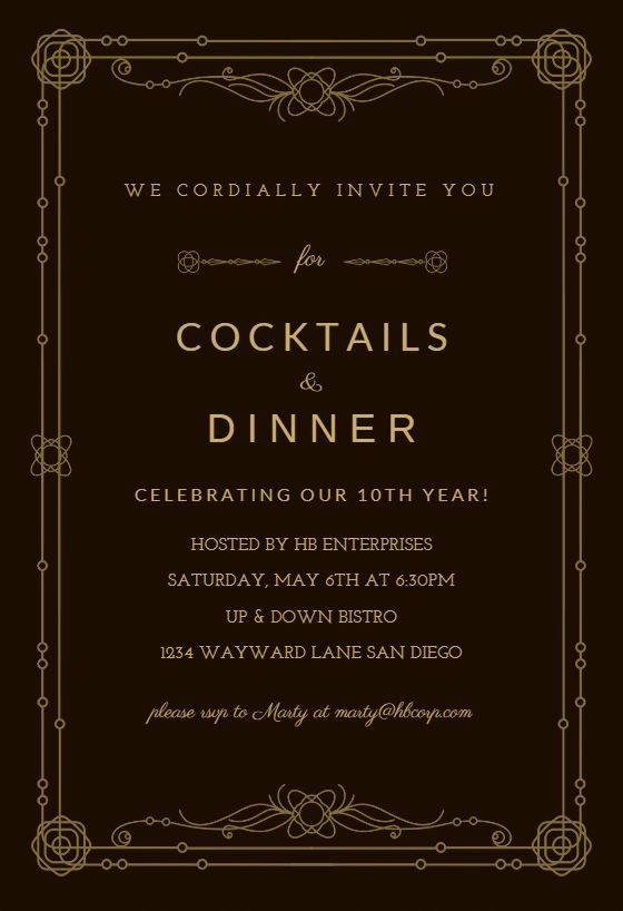 Classic Border - Dinner Party Invitation Template (Free) | Greetings ...