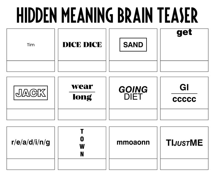 Printable Another Hidden Meaning Brain Teaser Game | Brain teasers with ...