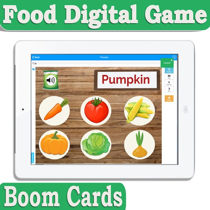 a tablet with the words, food digital game and an image of pumpkins on it