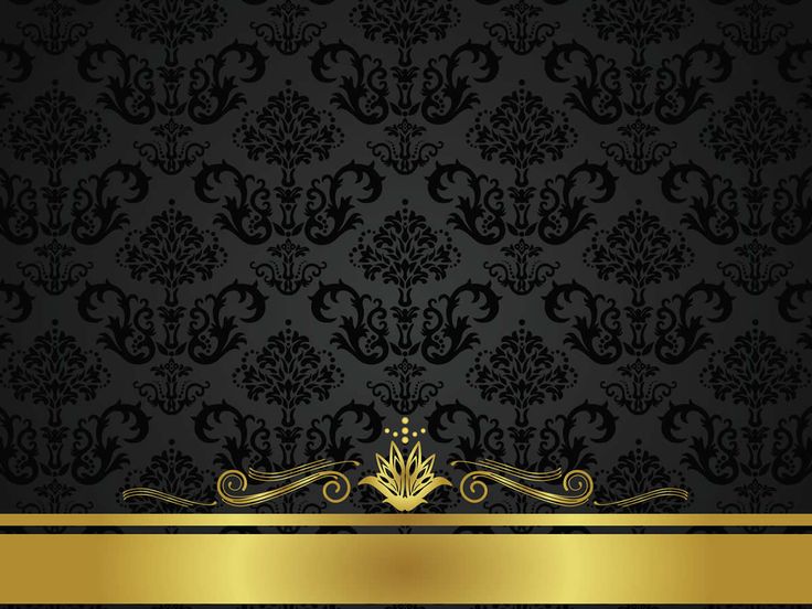 an elegant black and gold wallpaper with a golden ribbon on the bottom, in front of a dark background