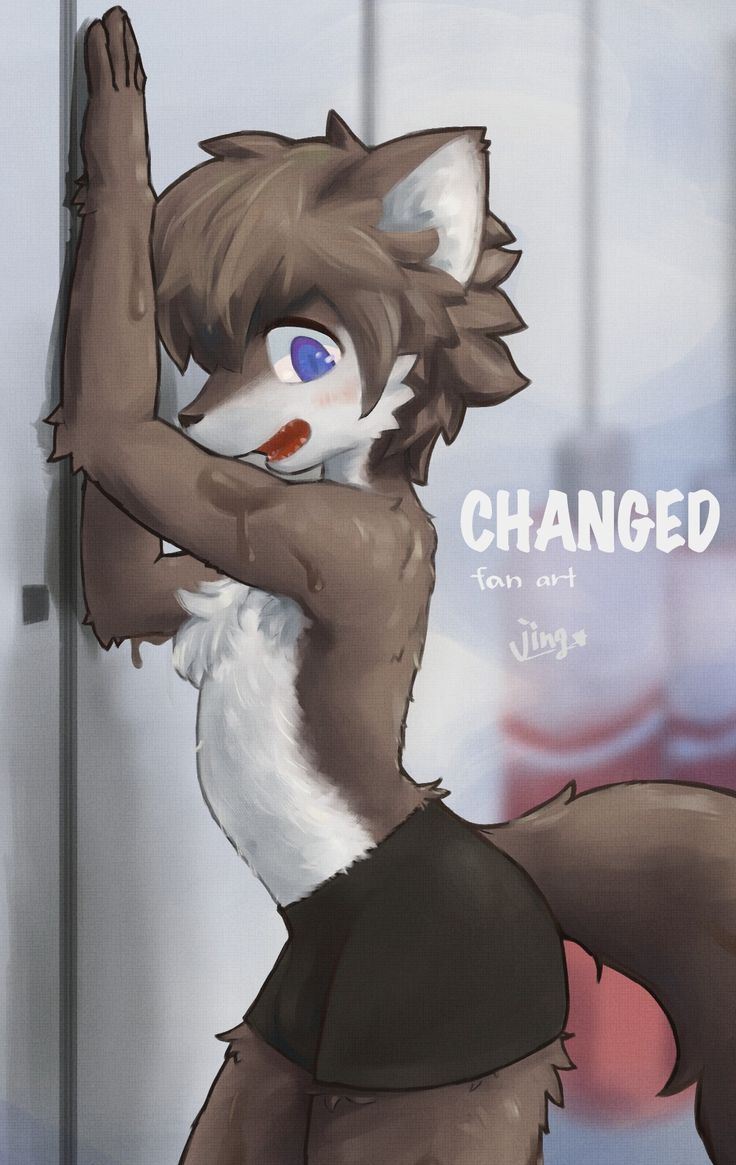 a drawing of a furry animal with the words changed written on it's chest