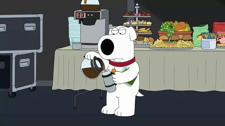 a cartoon polar bear standing in front of a table full of food