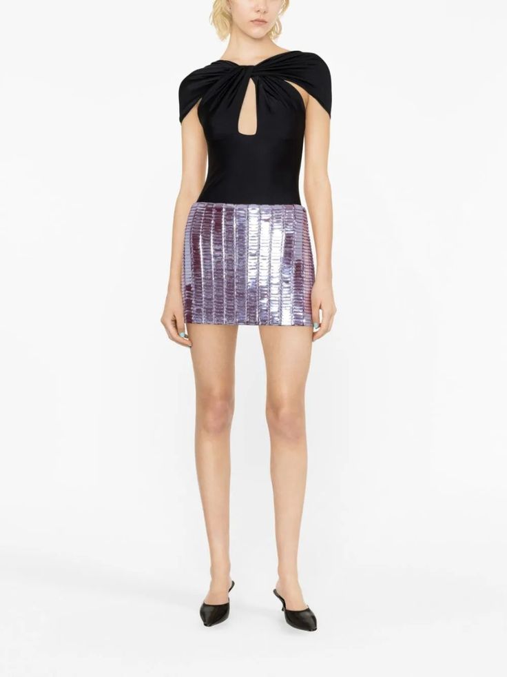 The Attico Rue Sequinned Miniskirt - Farfetch Embellished Fitted Mini Skirt, Gilda Ambrosio, The Attico, Low Rise, Fashion Branding, Mini Skirts, Celebrities, Purple, Pink