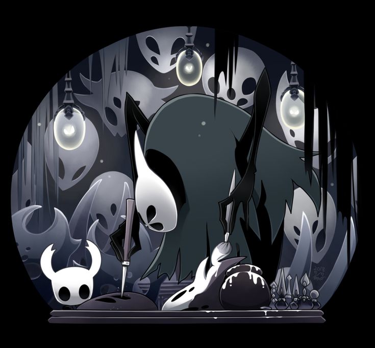 an image of a cartoon scene with creepy faces and ghost like creatures in the background