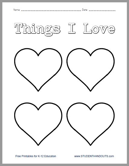 three hearts with the words things i love