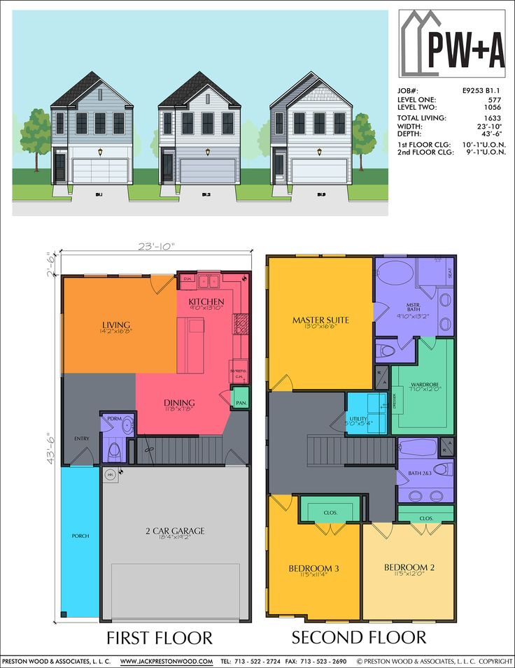 the first floor and second floor are shown