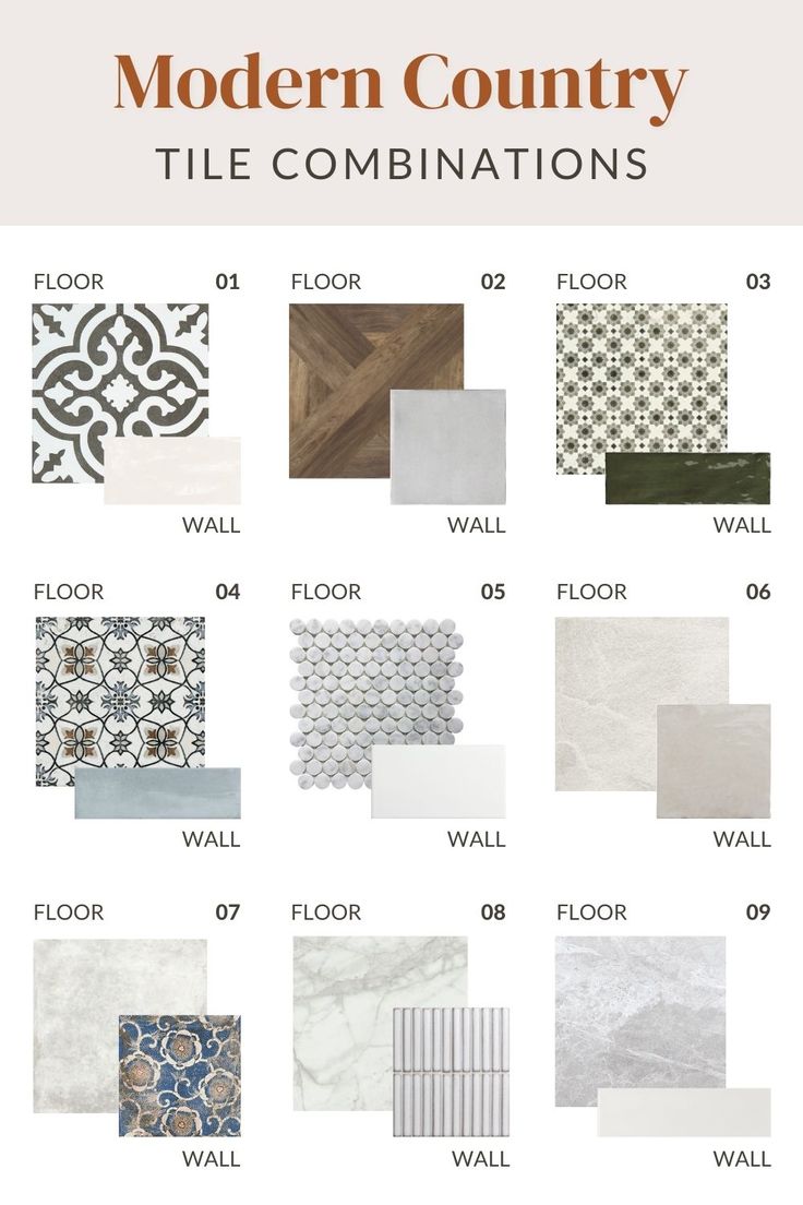 the modern country tile combinations are available in various styles and colors, including white, gray,