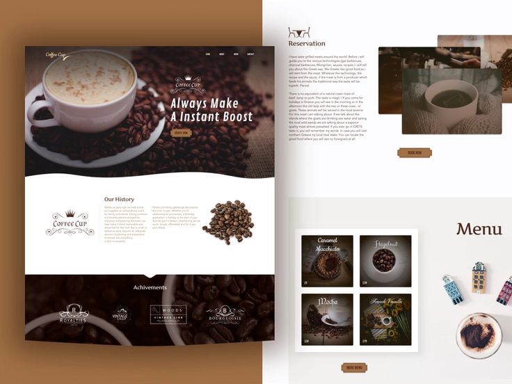 an image of a coffee shop website design