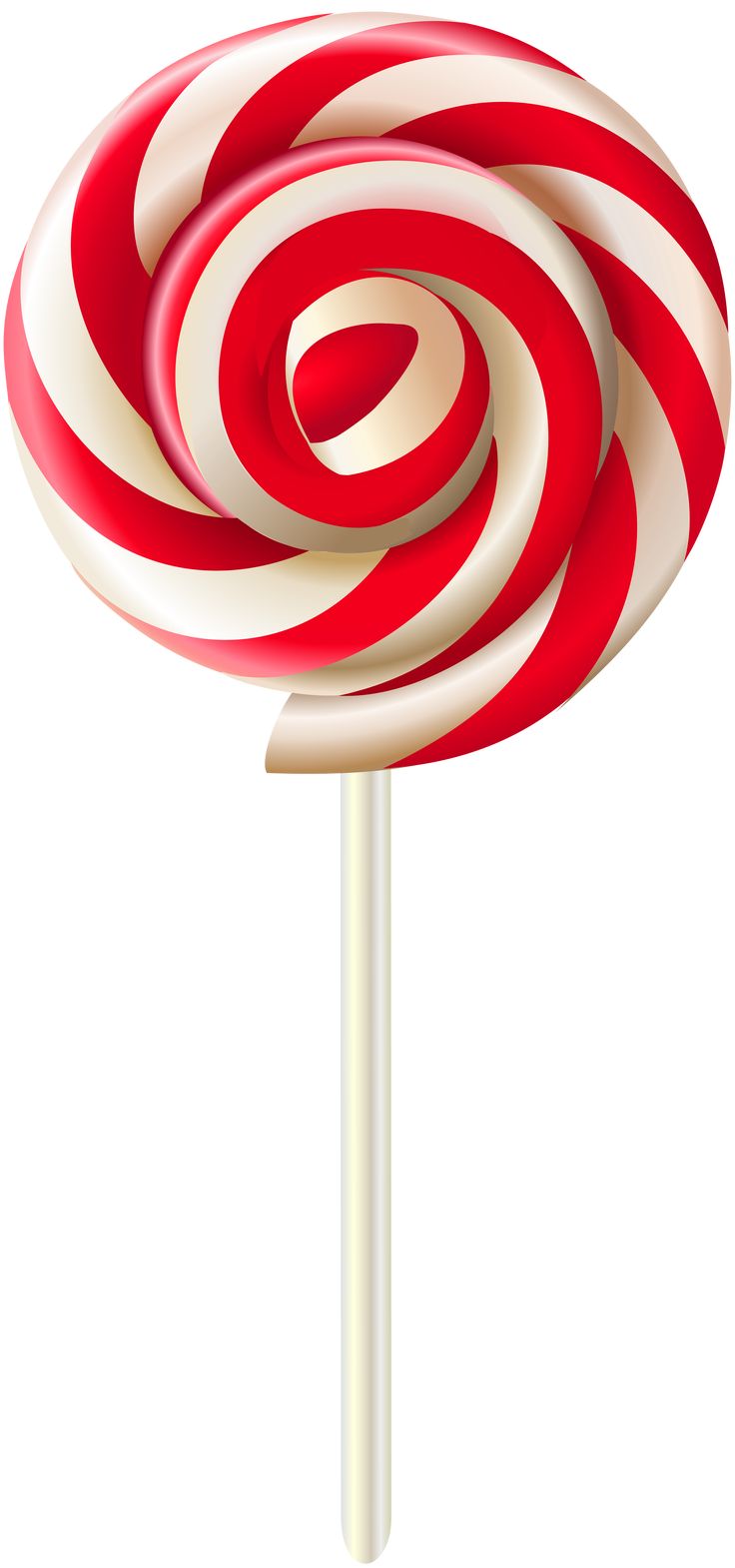 a large red and white lollipop on a stick