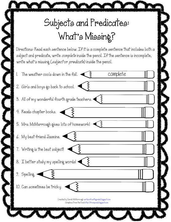 Simple Subject And Simple Predicate Worksheets With Answers