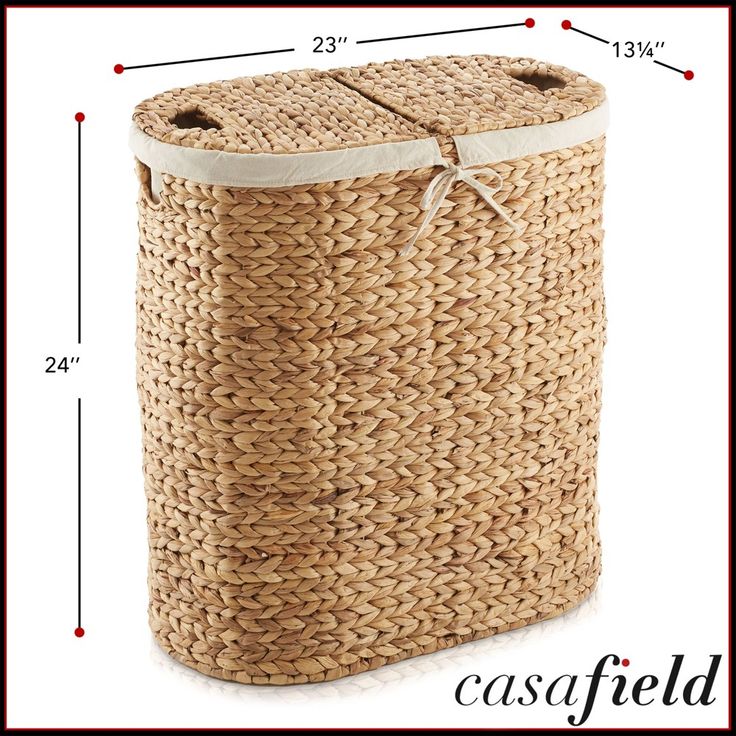 the measurements for a basket with two handles