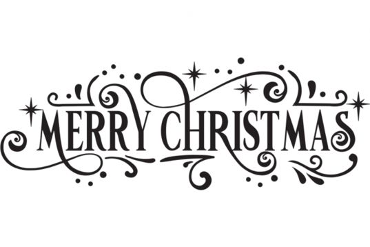 merry christmas lettering with stars and swirls