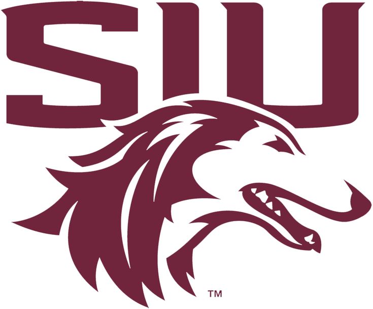 the slu logo is shown in red and white with an angry wolf's head