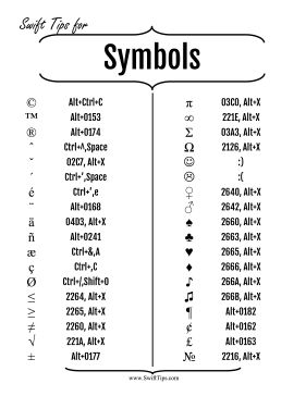 the symbols for symbols are shown in black and white