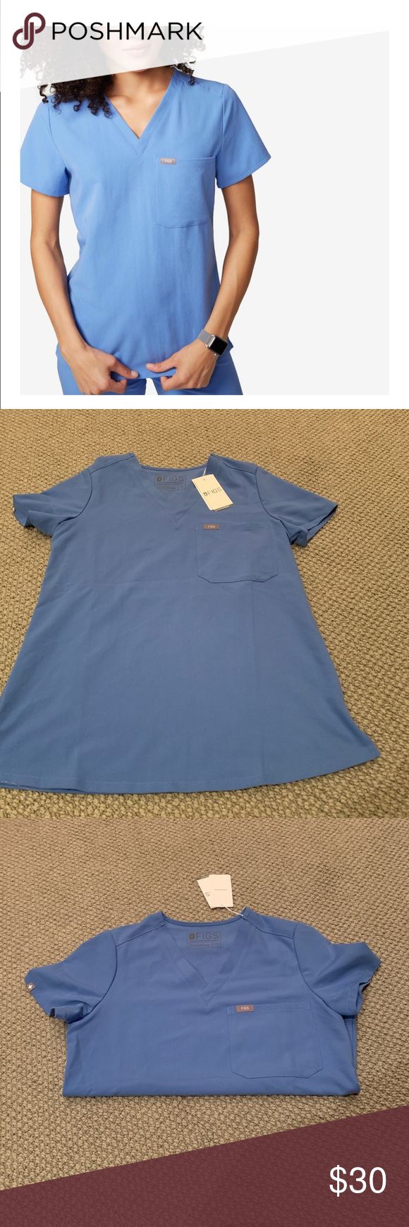 Figs one pocket ceil blue scrub top Brand new ceil blue scrub top Figs Tops Tees - Short Sleeve Ceil Blue Scrubs, Blue Scrubs, Scrub Tops, Top Tee, Fig, Scrubs, Sleeveless Top, Top Brands, Short Sleeves