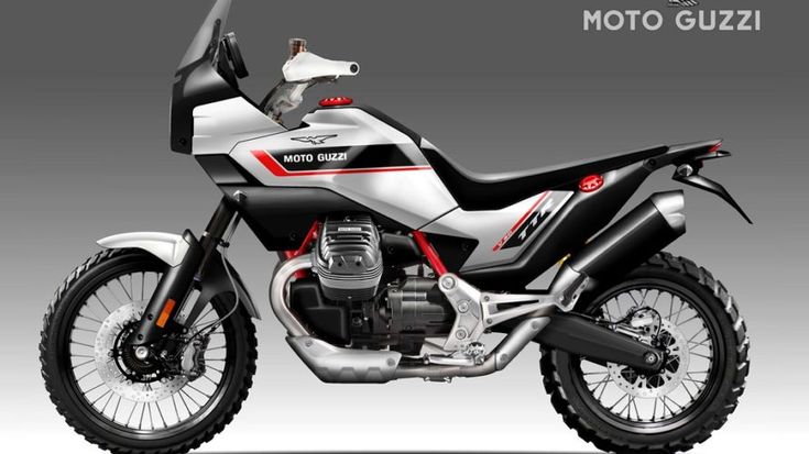 the motorcycle is white and black with red accents