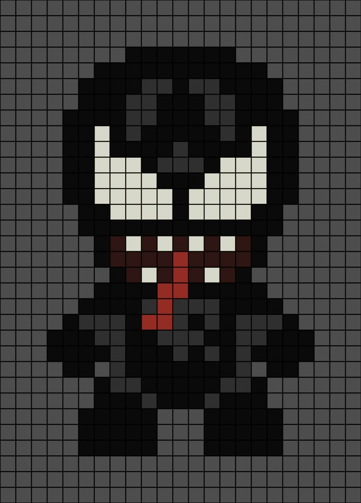 Venom Pixel Art in 2024 | Spiderman pixel art, Pixel art pattern, Pixel art