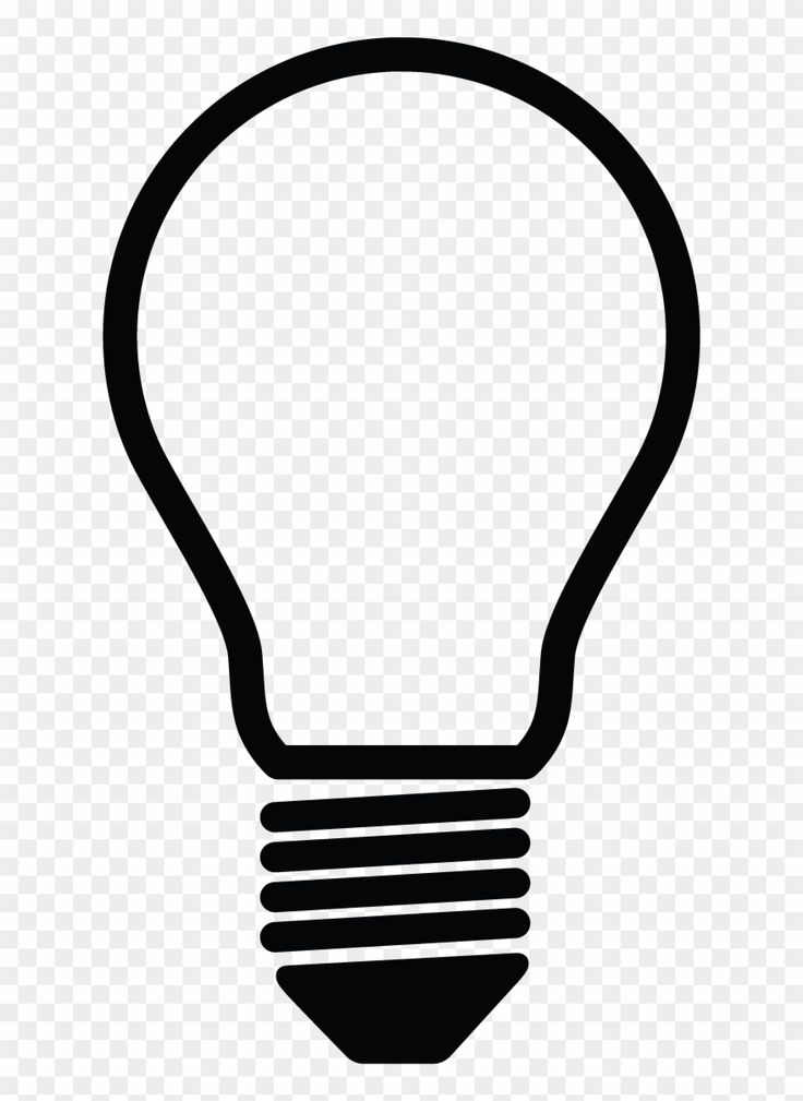 a black and white light bulb on a transparent background