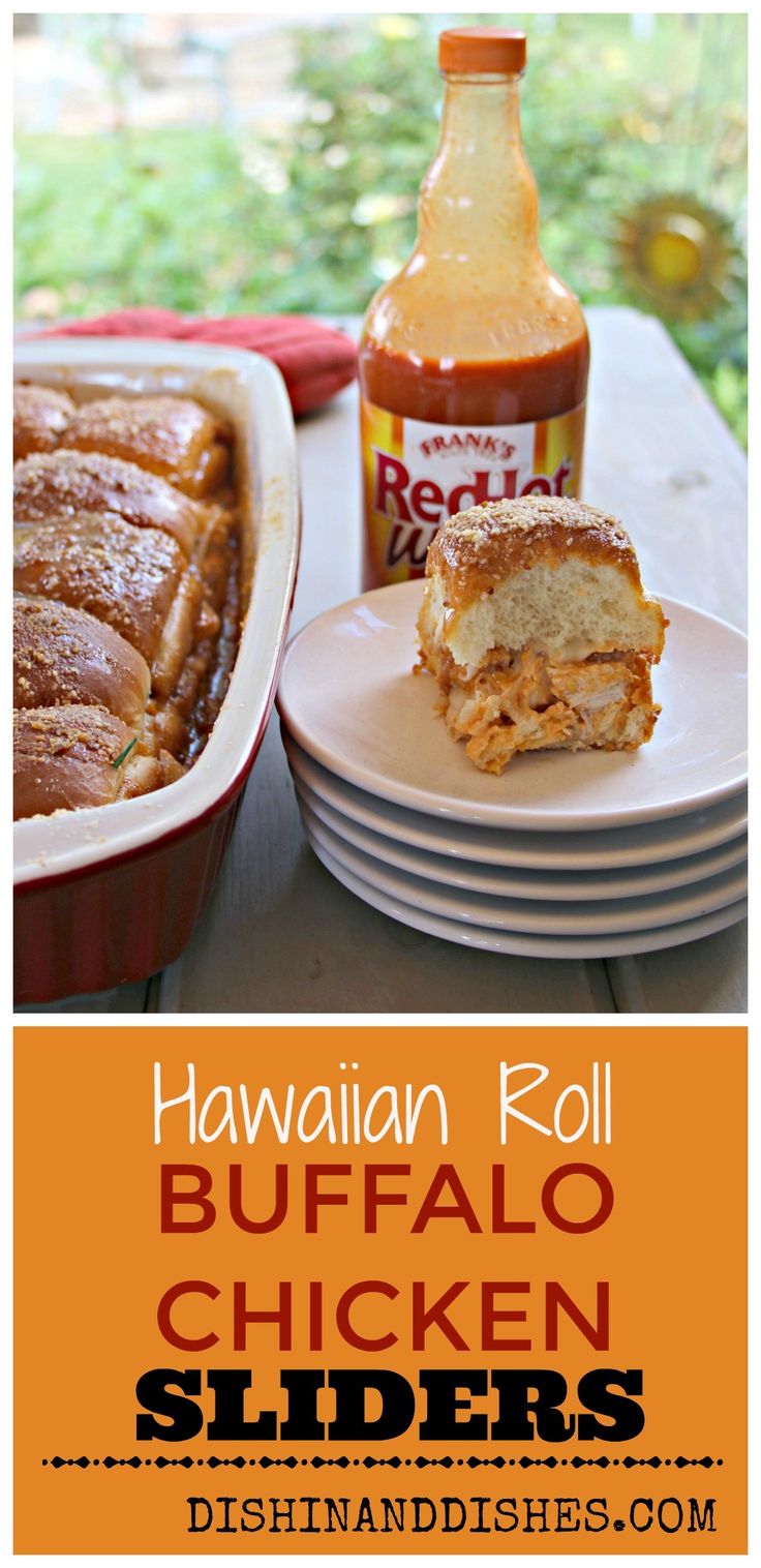 hawaiian roll buffalo chicken sliders with ketchup on the side and in a casserole dish