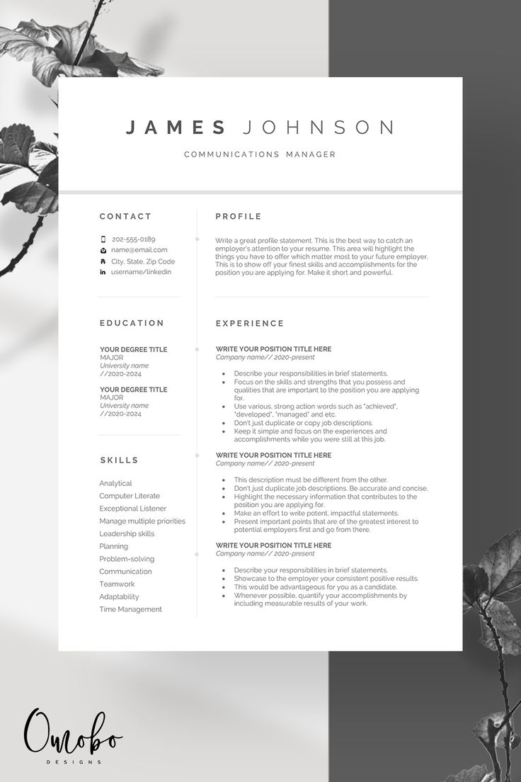 Resume Template Resume Professional Resume Template Resume | Etsy ...