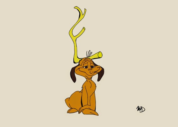 a cartoon dog with horns on its head and ears in the shape of an antelope