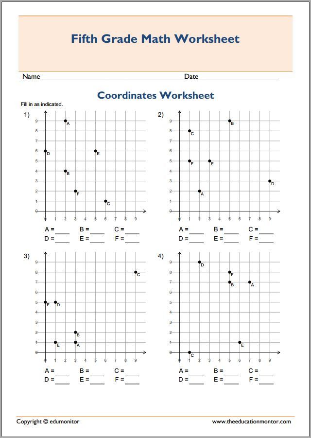 worksheet for the fifth grade math worksheet with grids and lines