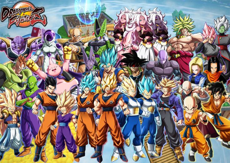 the dragon ball characters are all lined up together