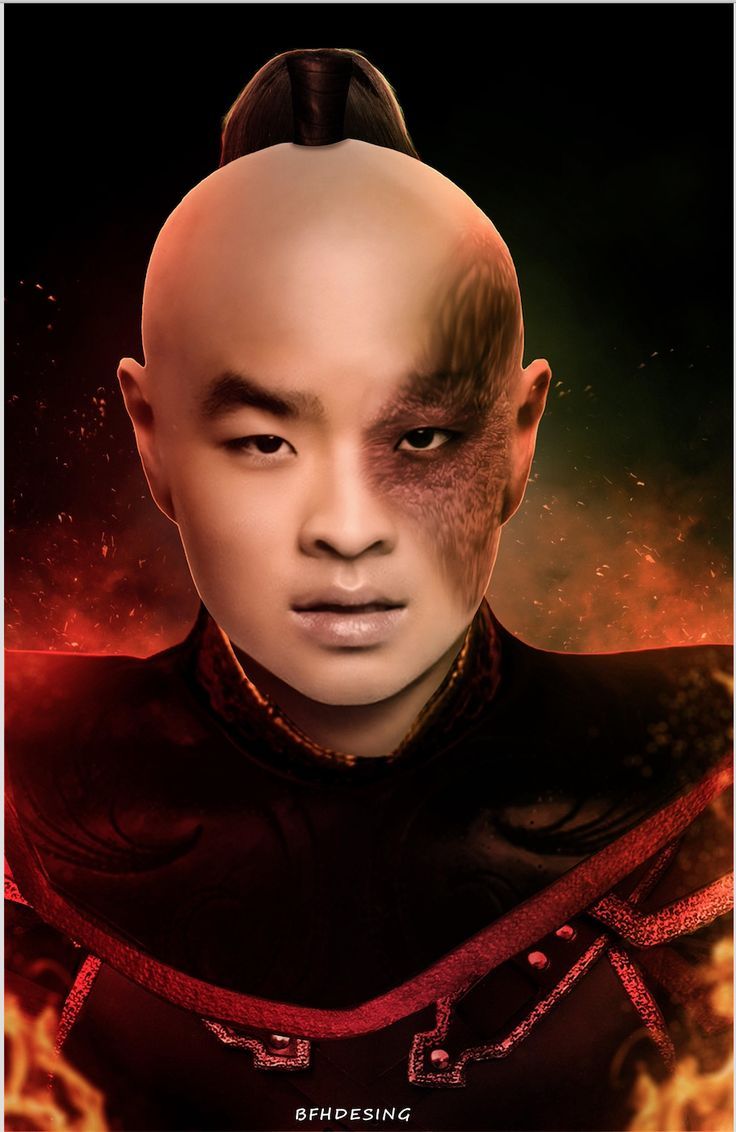 an image of a man with fire on his face and hair in the shape of a demon