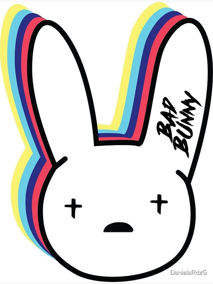 a drawing of a rabbit with rainbows on its head and the words, we are not