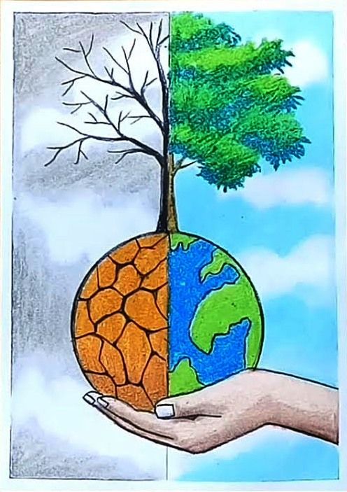 Save Environment Drawing | Desenhos do meio ambiente, Desenho hippie ...