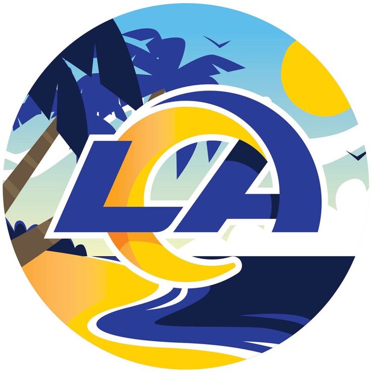 the los angeles lakers logo is shown in a circular design with palm trees and water