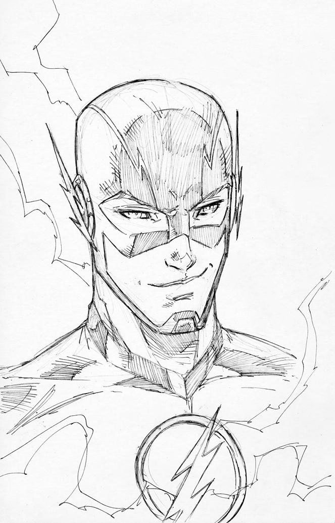 a drawing of the flash in black and white