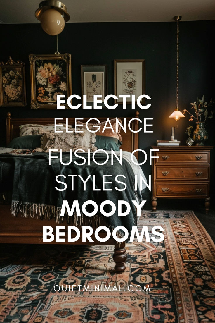 Moody Bedrooms with Eclectic Elegance in 2024 | Feature wall bedroom ... image.