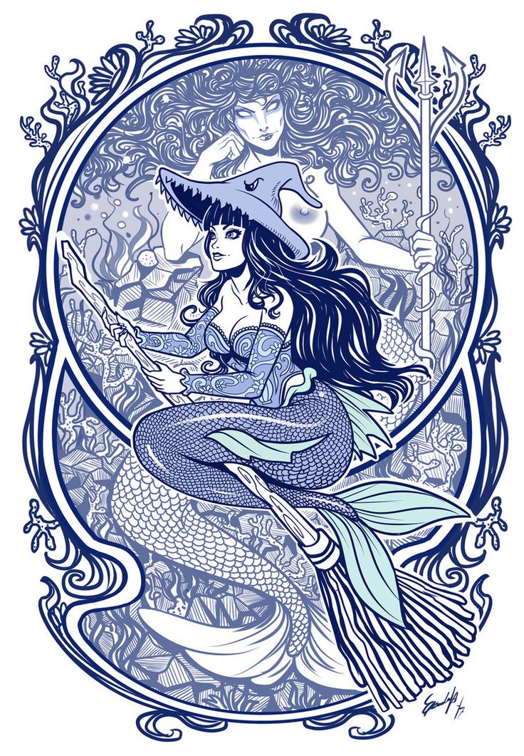 Mermaid witch by EdgarSandoval.deviantart.com on @DeviantArt Slavic Paganism, Witch Tattoo, Mermaid Drawings, Mermaid Tattoos, Pagan Witch, Mermaid Tale, Mermaid Dreams, Mermaids And Mermen, Leg Tattoo