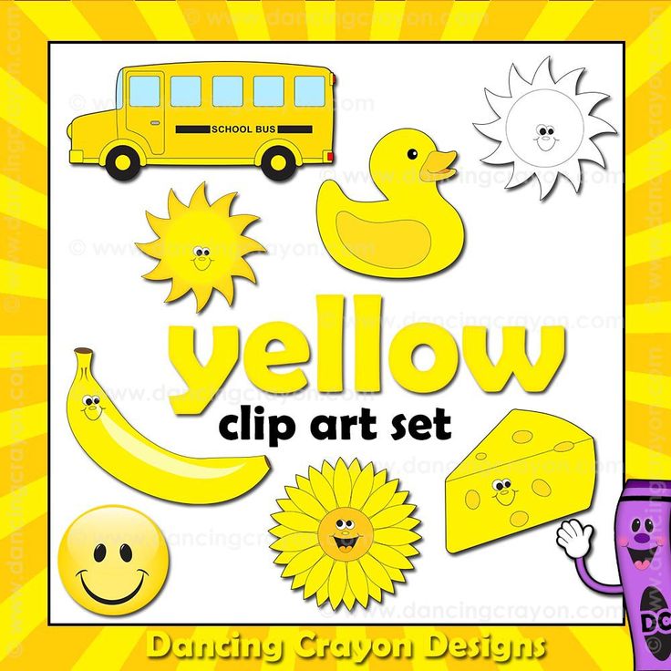 the yellow clip art set includes different items